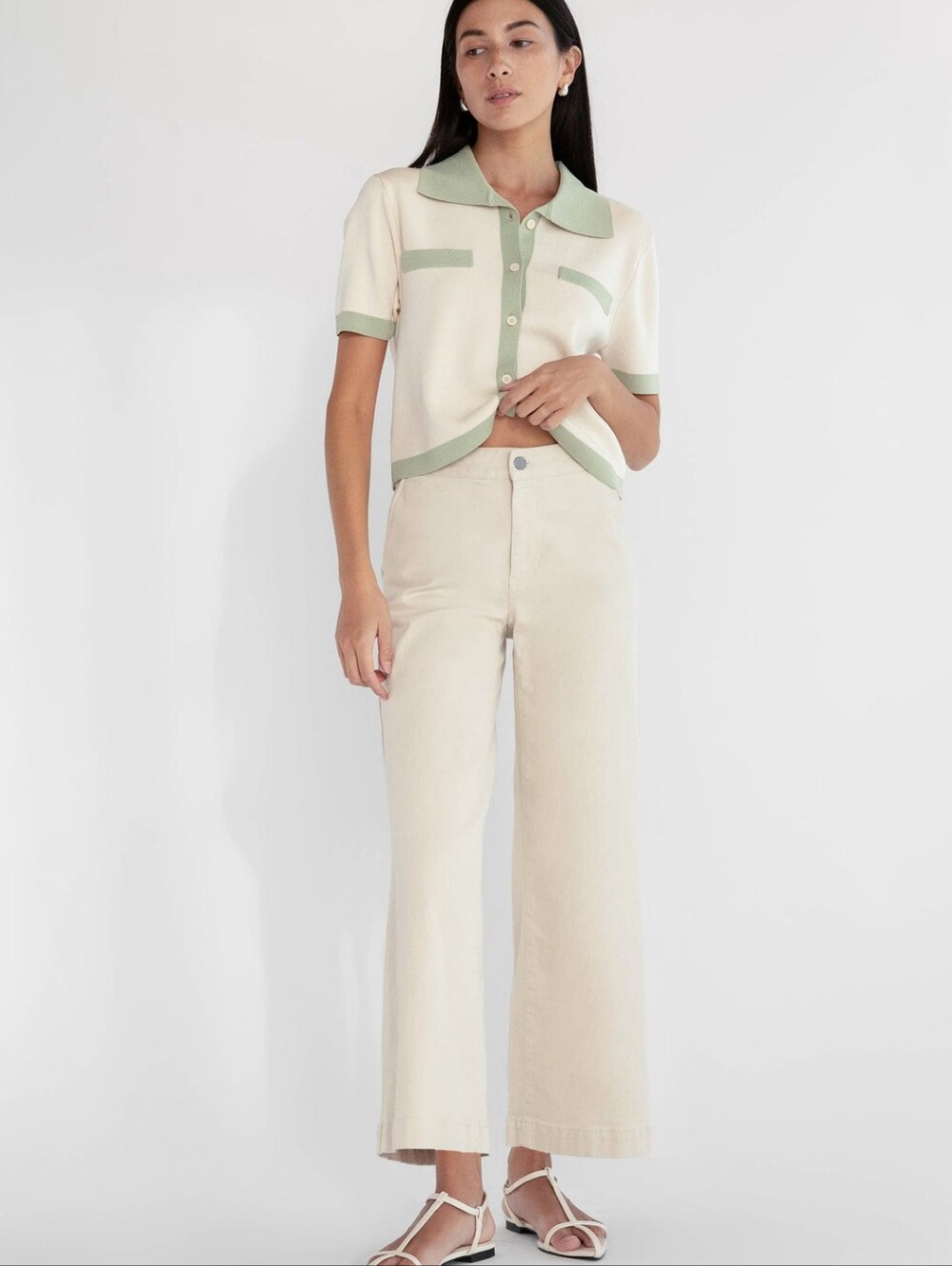 REGULAR LENGTH TWILL WIDE LEG PANT